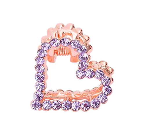 2 Pcs Rhinestone Hair Claw Clips Bling Heart