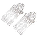 2 Pcs Silver Color Retro Hair Combs Bridal 2.2 Inches