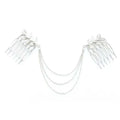 2 Pcs Silver Color Retro Hair Combs Leaves Tassels