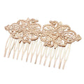 2 Pcs Vintage Metal 14 Teeth Side Comb KC Gold