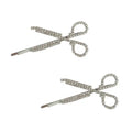 2 Piece Silver Scissors Rhinestone Hair Clips Halloween