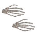 2 Piece Silver Skull Ghost Claw Rhinestone Hair Clips