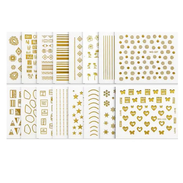 20 Sheets Gold Color Self-Adhesive Nail Stickers