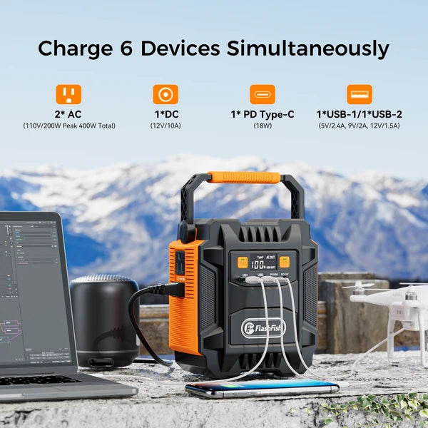 200W (Peak 400W) Portable Power Station,Power Backup Lithium Battery 172.8Wh Power Supply withAC Outlet DC Port USB QC3.0 Solar Portable Generator for Gift Home Outdoor Camping | Emergency