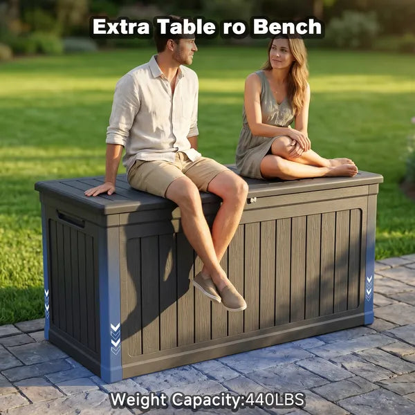 260 Gallon Large Outdoor Storage XXL Deck Box for Patio Furniture, Outdoor Cushions, Garden Tools and Sports/Pools Equipment, Waterproof Resin, Lockable, Black