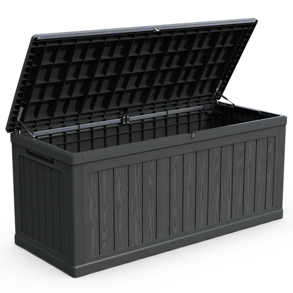 260 Gallon Large Outdoor Storage XXL Deck Box for Patio Furniture, Outdoor Cushions, Garden Tools and Sports/Pools Equipment, Waterproof Resin, Lockable, Black