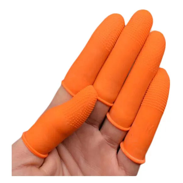 260 Pcs Disposable Finger Gloves Latex Rubber Orange