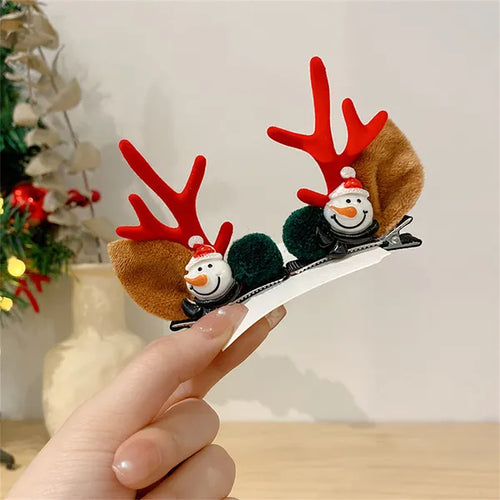 2 Pcs Set Kawaii Christmas Elk Ear Hair Clip