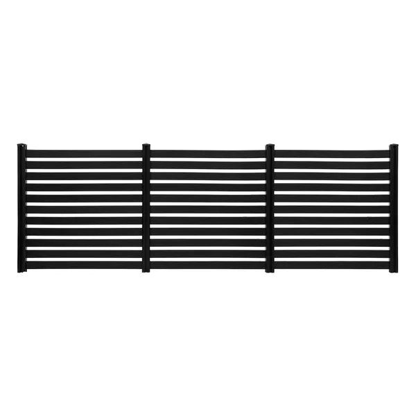 3 Panels Outdoor Privacy Screen, 50 x 48 in Air Conditioner Fence with 27.6 in Ground Stakes, Pool Equipment Enclosure, Vinyl Privacy Fence, Ideal for Trash Can and A/C Units, Black
