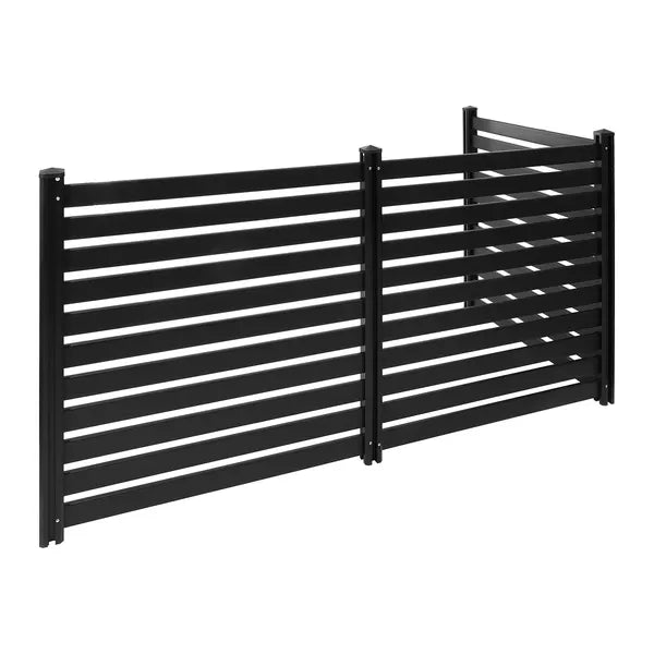 3 Panels Outdoor Privacy Screen, 50 x 48 in Air Conditioner Fence with 27.6 in Ground Stakes, Pool Equipment Enclosure, Vinyl Privacy Fence, Ideal for Trash Can and A/C Units, Black