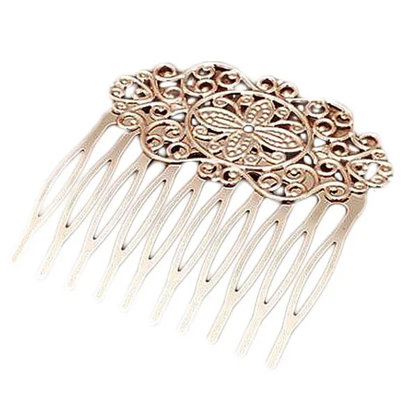 3 Pcs 10 Teeth Side Comb Flower Vine Cirrus KC Gold