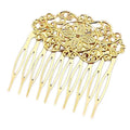 3 Pcs Gold Tone 10 Teeth Side Comb Flower Vine Cirrus