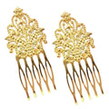 3 Pcs Gold Tone Metal Side Comb Dunhuang