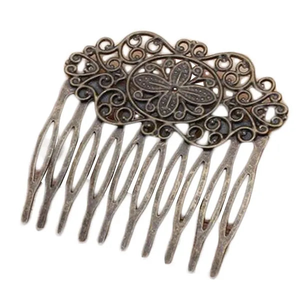 3 Pcs Retro Bronze 10 Teeth Side Comb Flower Vine Cirrus