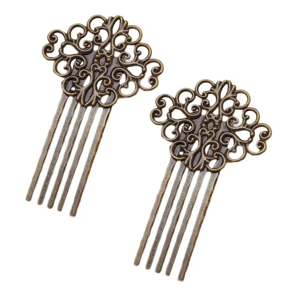 3 Pcs Retro Bronze Metal Side Comb Han Chinese Hairpin