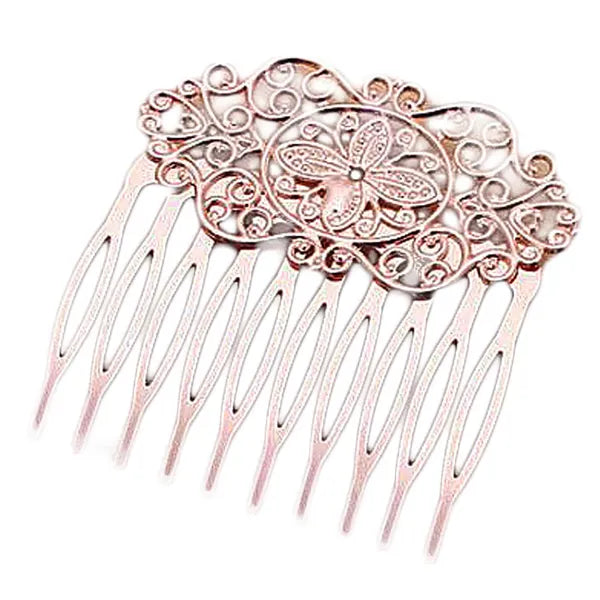 3 Pcs Rose Gold 10 Teeth Side Comb Flower Vine Cirrus