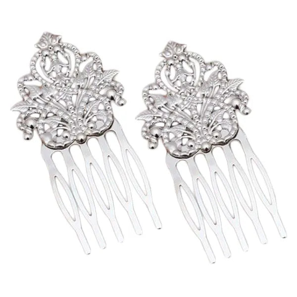 3 Pcs Silver Metal Side Comb Dunhuang Hair Ornaments