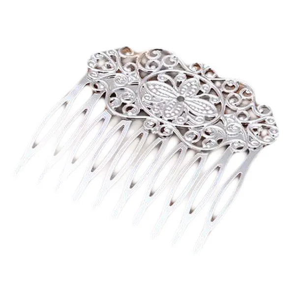 3 Pcs Silver Tone Hair Comb Flower Vine Cirrus