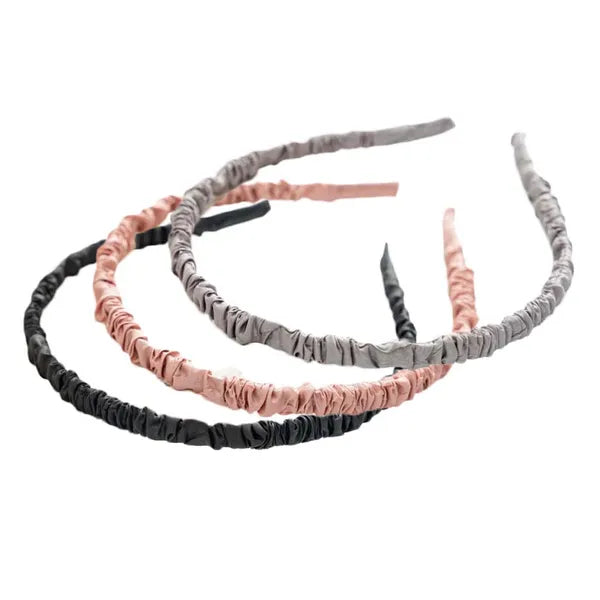 3 Pcs Skinny Satin Headbands Women Pleated