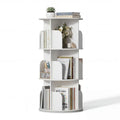 3/4/5 Tier Rotating Bookshelf, 360° Spinning Bookcase for Small Spaces, Vertical Corner Storage Organizer Display Rack for Bedroom Living Room, White
