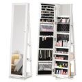 360 Swivel Jewelry Cabinet Full Length Mirror White
