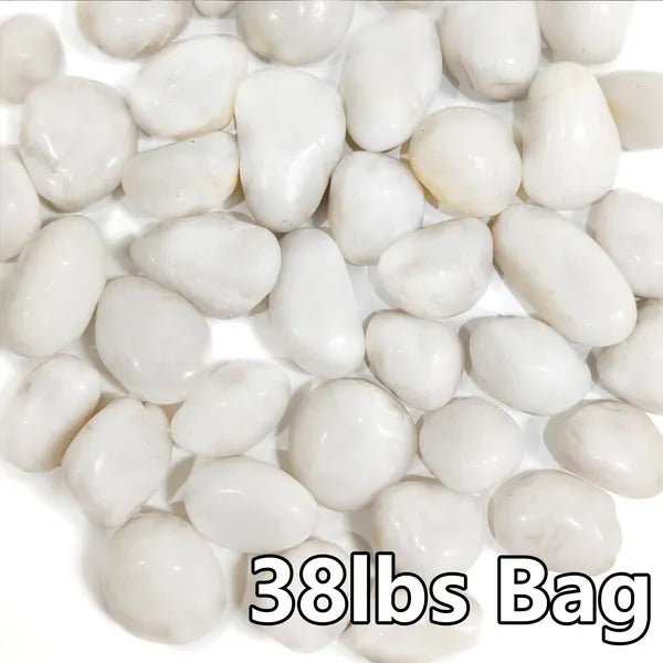 38lbS Large White River Rocks 2-3 Inch - Natural Polished Pebbles for Landscaping, Garden Decor, Aquariums, Decorative Stones for Pathways, Planters