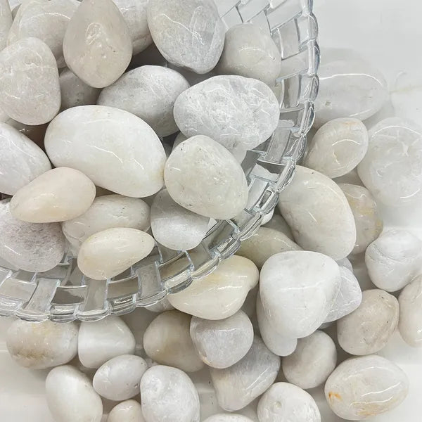 38lbS Large White River Rocks 2-3 Inch - Natural Polished Pebbles for Landscaping, Garden Decor, Aquariums, Decorative Stones for Pathways, Planters