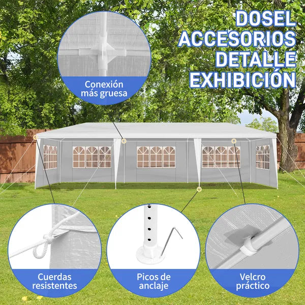 3*9m 5-Sided Iron PE Cloth Spiral Pipe Pergola
