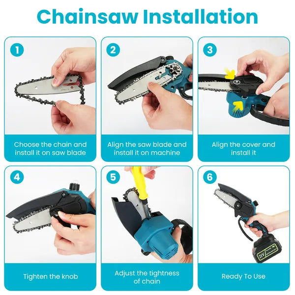 4 in 1 Cordless Pruning Shear and Electric Chainsaw With Max 5.5FT Extension Poles 4'/6' Pole Saw SK5 Blade Brushless Pruning Shear With 2Pcs 3.0Ah Batteries For Garden Yard