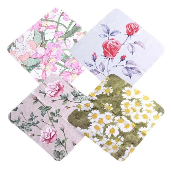 4 Pcs Flowers Suede Eyeglass Cloth Microfiber Cleaning