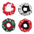 4 Pcs Multicolor Christmas Velvet Hair Scrunchies