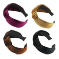 4 Pcs Velvet Wide Headbands Plain Turban Twist Knotted