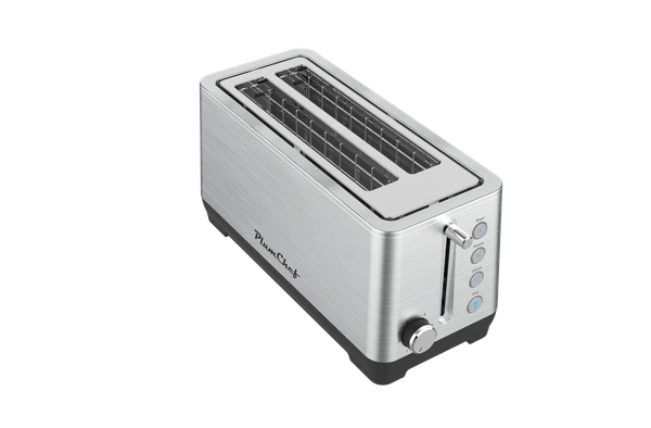 4-Slice Toaster, Extra Wide Long Slot Toaster, 6 Browning Settings, Bagel/Defrost/Reheat Functions, Removable Crumb Tray, Upgraded Stainless Steel, Silver
