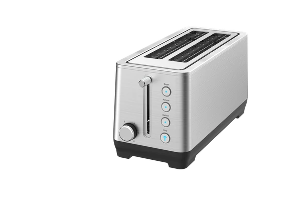 4-Slice Toaster, Extra Wide Long Slot Toaster, 6 Browning Settings, Bagel/Defrost/Reheat Functions, Removable Crumb Tray, Upgraded Stainless Steel, Silver