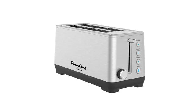 4-Slice Toaster, Extra Wide Long Slot Toaster, 6 Browning Settings, Bagel/Defrost/Reheat Functions, Removable Crumb Tray, Upgraded Stainless Steel, Silver