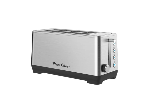 4-Slice Toaster, Extra Wide Long Slot Toaster, 6 Browning Settings, Bagel/Defrost/Reheat Functions, Removable Crumb Tray, Upgraded Stainless Steel, Silver