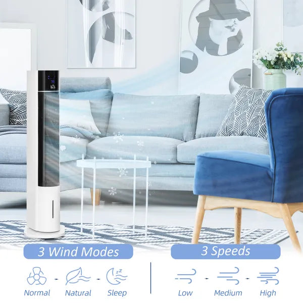 41" Portable Cooler Air Conditioner for Home Office, 3-In-1 Evaporative Ice Cooling, Timer, Tower Fan LED