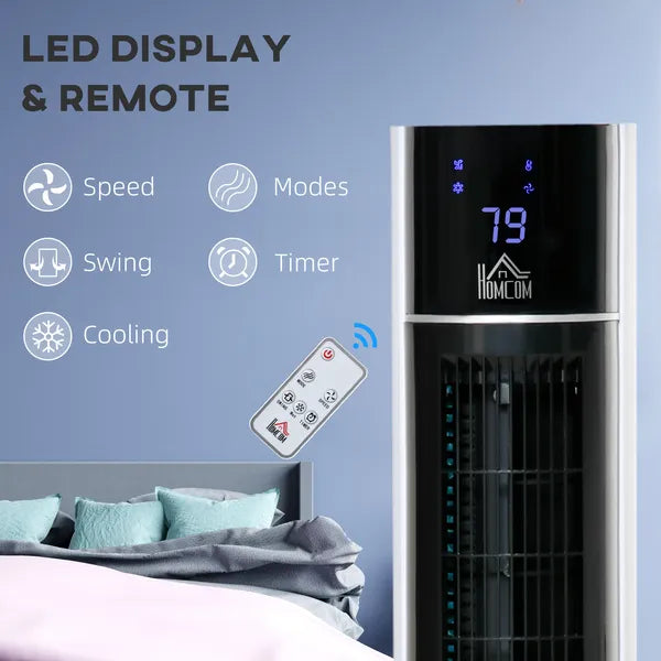 41" Portable Cooler Air Conditioner for Home Office, 3-In-1 Evaporative Ice Cooling, Timer, Tower Fan LED