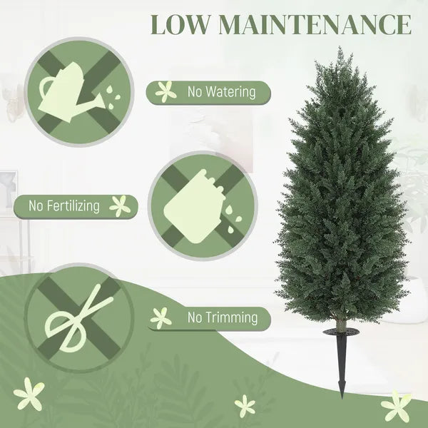 43.3 Inch Set of 2 Artificial Cypress Topiary Tree, Indoor Outdoor UV Resistant Faux Plants with Ground Stake for Garden