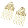 5 Pcs Gold Metal Side Comb Chinese Style Hairpin