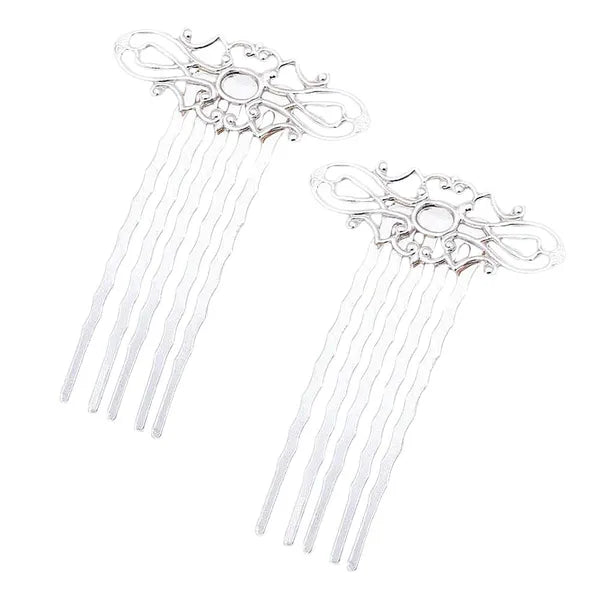 5 Pcs Metal Side Comb Han Chinese Hairpin Silver