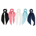 5 Pcs Multicolor Satin Ribbon Hair Scrunchies