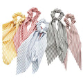 5 Pcs Multicolor Stripe Polyester Ribbon Scrunchies