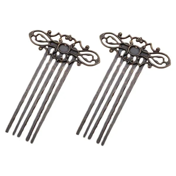 5 Pcs Retro Bronze Metal Side Comb Han Chinese Hairpin