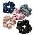 5 Pcs Satin Hair Scrunchies Beads