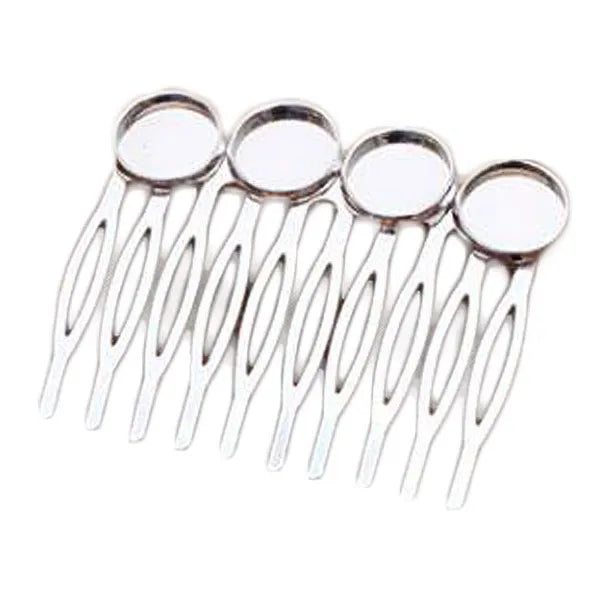 5 Pcs Silver Tone 10 Teeth Metal Side Comb Hairpin