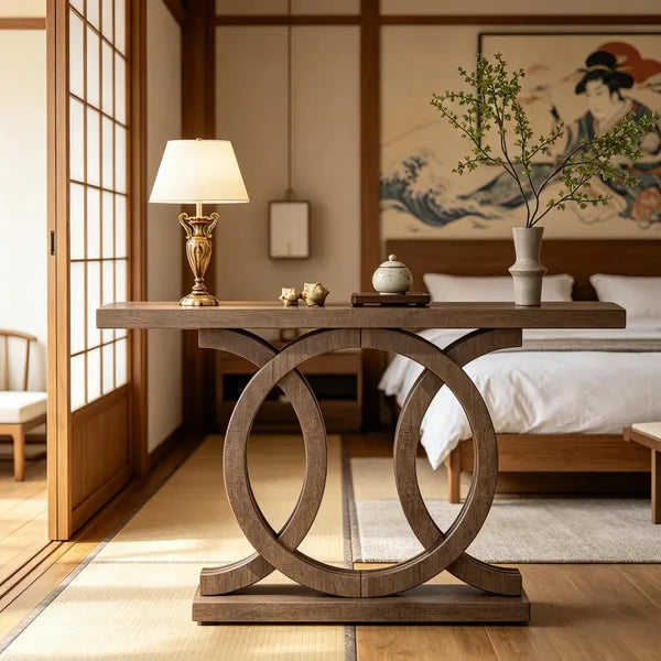 55" Geometric Console Table Modern Minimalist Design for Entryway And Living Room Furniture