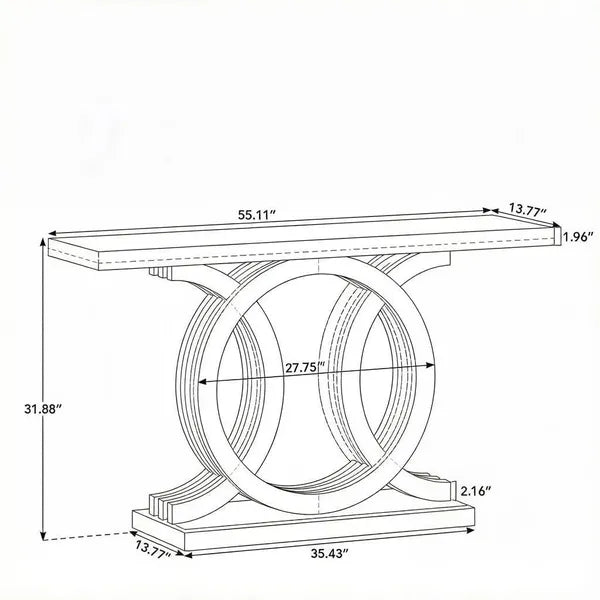 55" Geometric Console Table Modern Minimalist Design for Entryway And Living Room Furniture