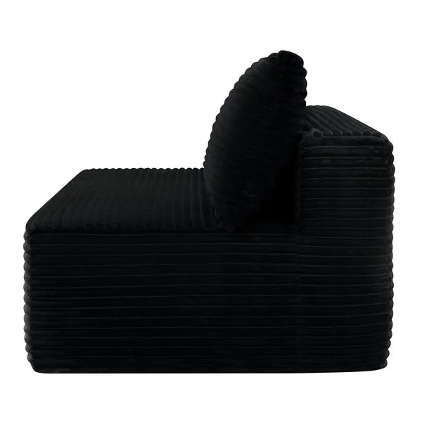 58-inch 2 seat median longue with plush black velvet, cup holder, flexible matching, mainly for living room use.