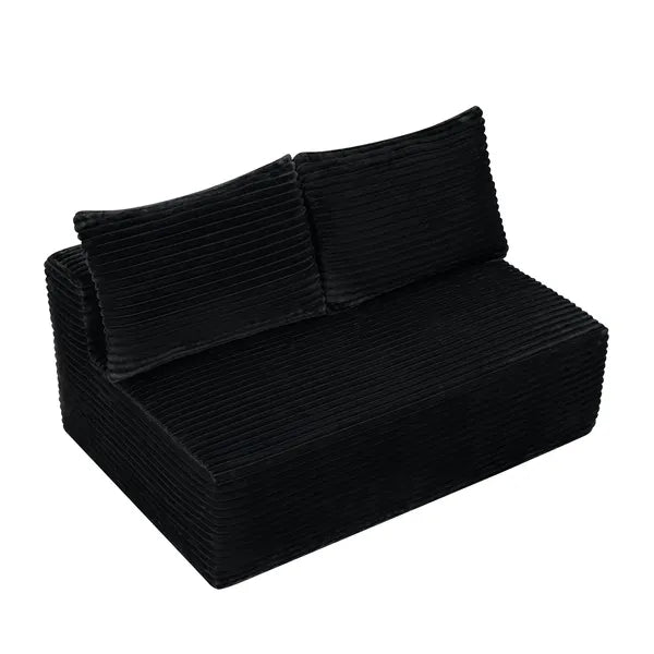 58-inch 2 seat median longue with plush black velvet, cup holder, flexible matching, mainly for living room use.